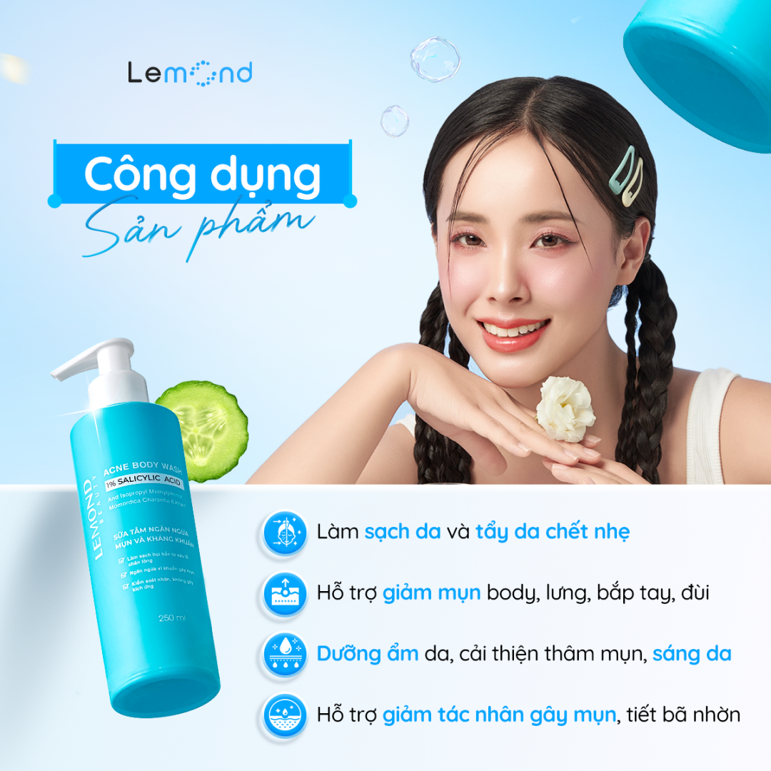 Sữa tắm giảm mụn lưng Lemond Acne Body Wash 250ml