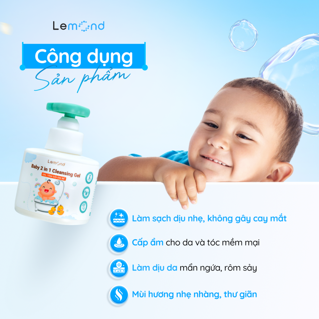 Gel tắm gội em bé Lemond Baby 2 in 1 Cleansing Gel 300ml