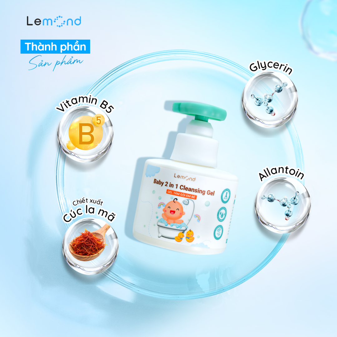 Gel tắm gội em bé Lemond Baby 2 in 1 Cleansing Gel 300ml