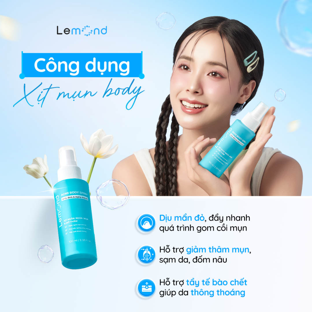 Xịt mờ thâm mụn cơ thể Lemond Acne Body Spray 150ml
