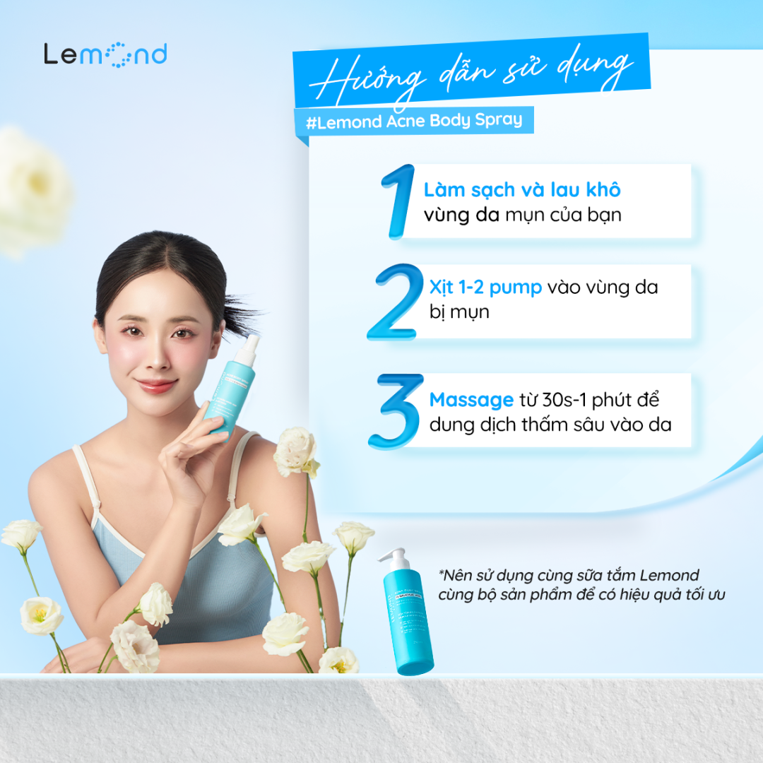 Xịt mờ thâm mụn cơ thể Lemond Acne Body Spray 150ml
