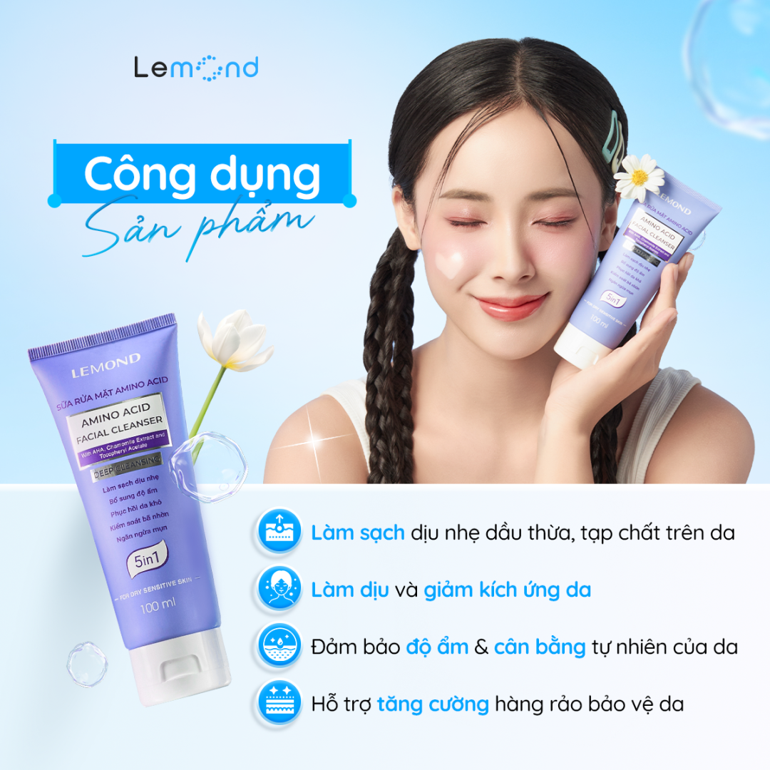 Sữa rửa mặt dịu nhẹ Lemond Amino Acid Facial Cleanser 150ml