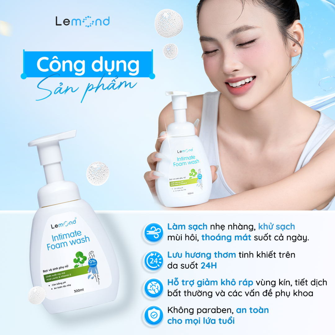 Bọt vệ sinh phụ nữ dịu nhẹ Lemond Intimte Foam Wash 300ml