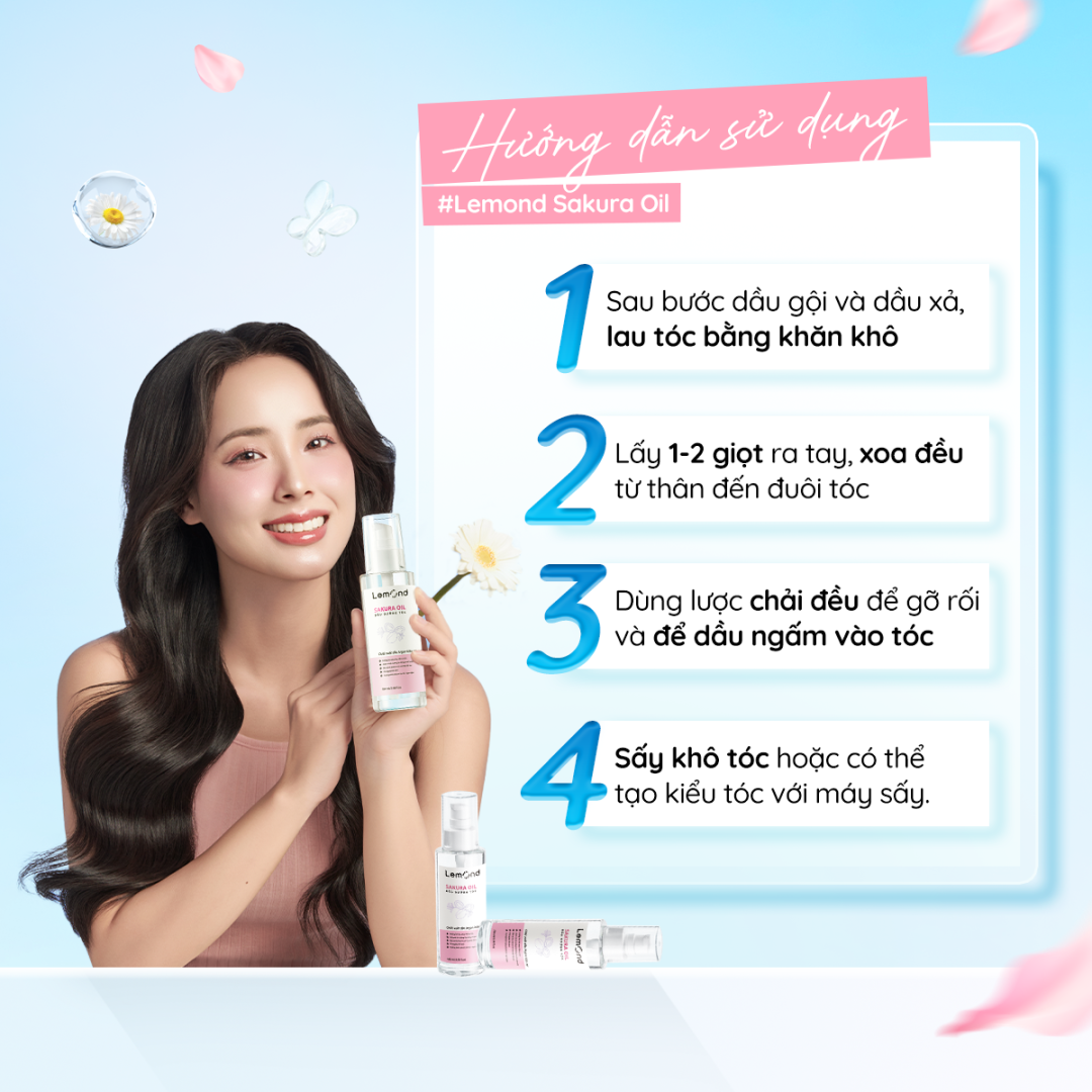 Dầu dưỡng tóc phục hồi hư tổn Lemond Sakura Oil 100ml