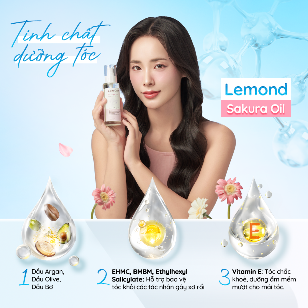 Dầu dưỡng tóc phục hồi hư tổn Lemond Sakura Oil 100ml