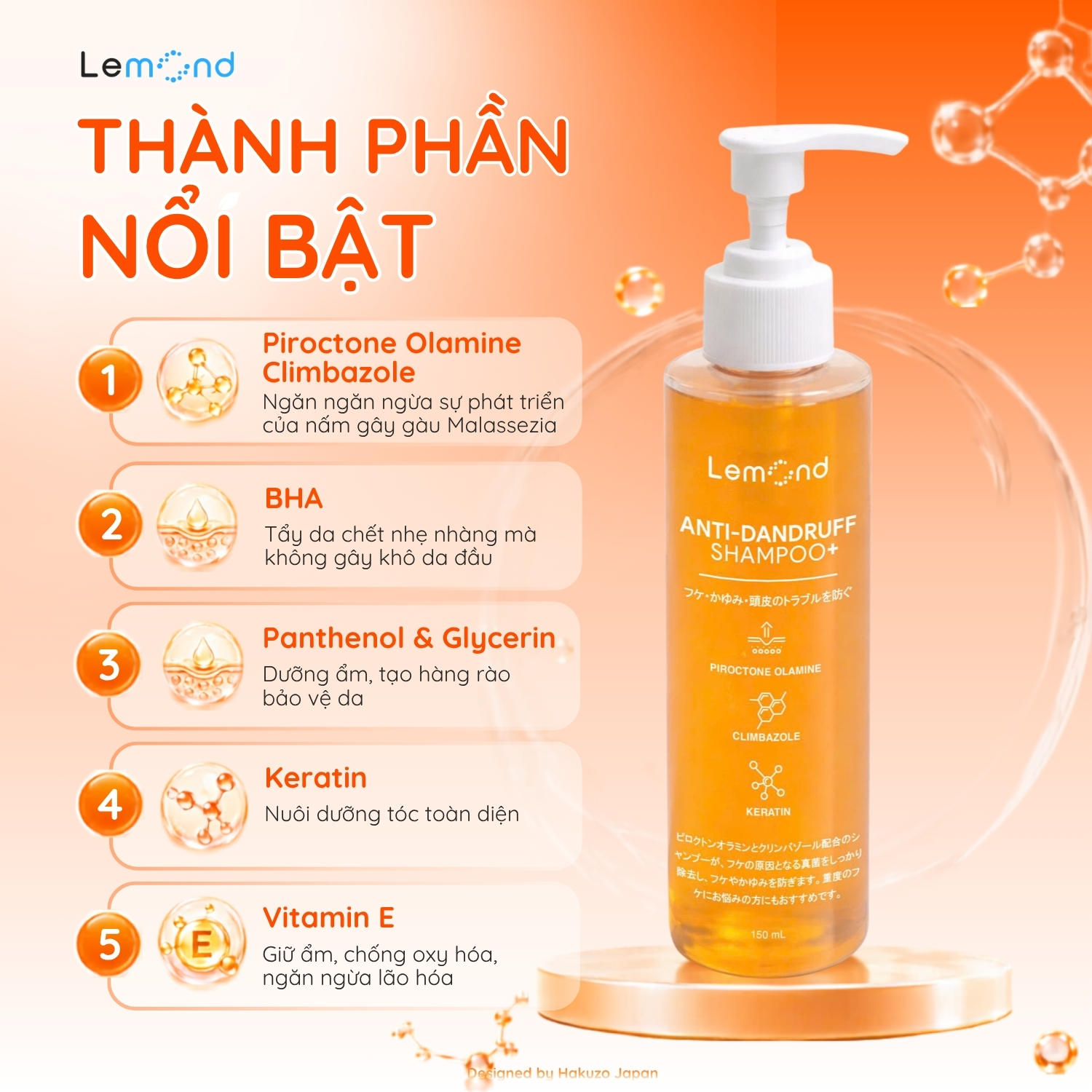 Dầu gội sạch gàu Lemond Antidandruff Shampoo 150ml