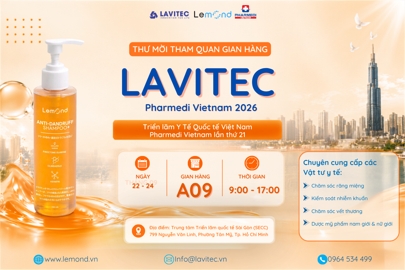 Thư mời tham quan gian hàng Lavitec tại Triển lãm Y tế Quốc tế Việt Nam Pharmedi Vietnam 2026 lần thứ 21